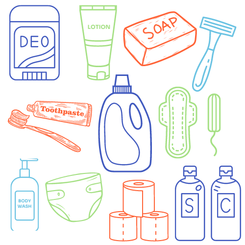 GRAPHIC ILLUSTRATION OF HYGIENE PRODUCTS