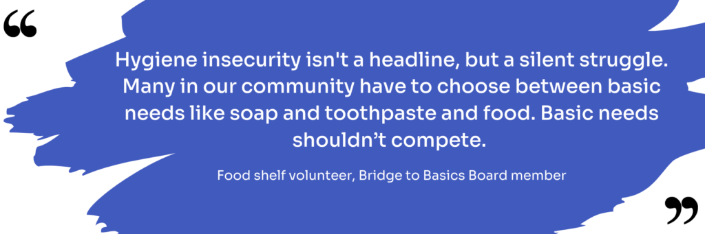 quote about competing basic needs from food shelf volunteer