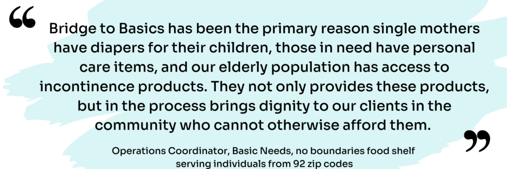 quote from free food market about access to hygiene and promotion of dignity